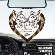 Personalized Name Couple Tiger Heart God Blessed Personalized Car Ornament