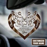 Personalized Name Couple Tiger Heart God Blessed Personalized Car Ornament