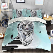 White Tiger Piano Art All Over Printed Bedding Set