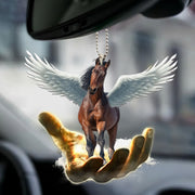 Bay Horse Wings Car Ornament