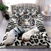 Cool White Tiger Pattern All Over Printed Bedding Set