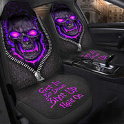 Skull Hold on Purple Version Car Seat Covers Universal Fit Set 2