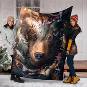 Bear Flower Fleece Blanket