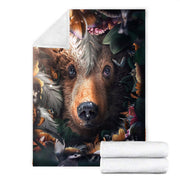 Bear Flower Fleece Blanket