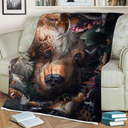 Bear Flower Fleece Blanket