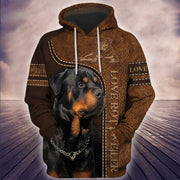 Love Rottweiler All Over Printed Unisex Shirt - Zip Hoodie