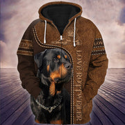 Love Rottweiler All Over Printed Unisex Shirt - Zip Hoodie