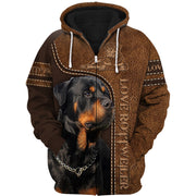 Love Rottweiler All Over Printed Unisex Shirt - Zip Hoodie