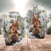 Bear Daisy Flower All Over Printed Unisex Shirt