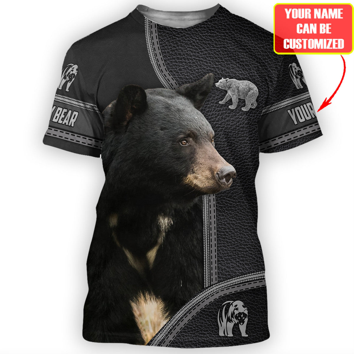 Personalized Name Love Black Bear All Over Printed Unisex Shirt