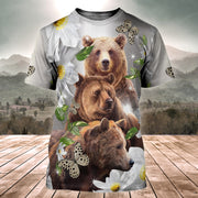 Bear Daisy Flower All Over Printed Unisex Shirt