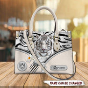 Cool White Tiger Q2 Personalized Leather Handbag Q210607