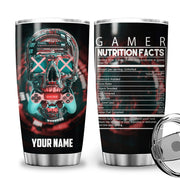 Personalized Name Gamer Nutrition Tumbler 20oz 30oz Cup