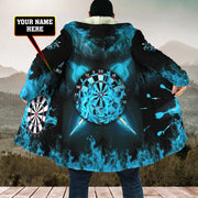 Personalized Name Teal Darts Fire Hooded Cloak Q210912