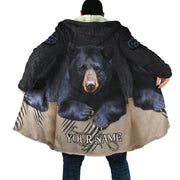 Personalized Name Black Bear Hooded Cloak Q240902