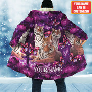 Personalized Name Tiger Purple Flower Hooded Cloak Q230902