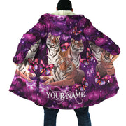 Personalized Name Tiger Purple Flower Hooded Cloak Q230902