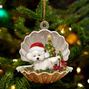 Bichon Frise Sleeping Pearl Christmas Two Sided Ornament