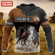 Personalized Love Horse Running All Over Printed Unisex Shirt