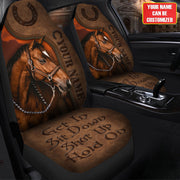 Get in Sit down Shut up Hold on AK59 - Horse Car Seat Covers With Leather Pattern Print Universal Fit Set 2