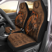 Get in Sit down Shut up Hold on AK59 - Horse Car Seat Covers With Leather Pattern Print Universal Fit Set 2