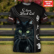 Personalized Name Black Cat AK1 All Over Printed Unisex Shirt