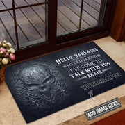 Personalized Name Black Skull Doormat P080902