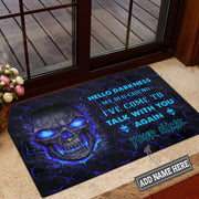 Blue Skull Hello Darkness My Old Friend Doormat