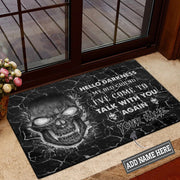 Black Skull Hello Darkness My Old Friend Doormat