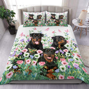 Rottweiler Flower Daily All Over Printed Bedding Set