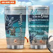 Personalized Name Sea Turtle 6 Tumbler 20oz 30oz Cup with Lid
