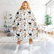 Cute Cats Hoodie Fleece Blanket Oodie Blanket 3D , Unisex Oversized Hoodie Blanket