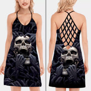 Skull Black Silver 2 Version Criss Cross Dress