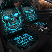 Personalized Name Teal Skull Lava Hold on Car Seat Covers Universal Fit Set 2 Q150908