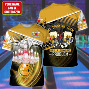 Personalized Name Yellow Bowling Beer All Over Printed Unisex Shirt Q200908