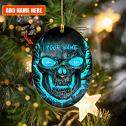 Personalized Name Teal Skull Lava Ornament Q201007