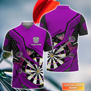 Personalized Name Purple Cartoon Darts All Over Printed Unisex Shirt Q210302