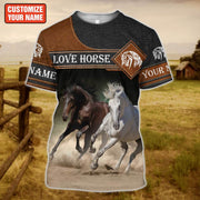 Personalized Love Horse Running All Over Printed Unisex Shirt