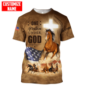 Personalized Horse Jesus One Nation Under God All Over Printed Unisex Shirt